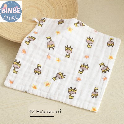 Khăn xô cho bé, khăn sữa 6 lớp size 25*25 mềm mại không xù lông Binbestore