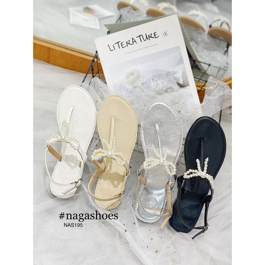GIÀY SANDAL NAGASHOES QUAI KẸP ĐÍNH NƠ NAS195