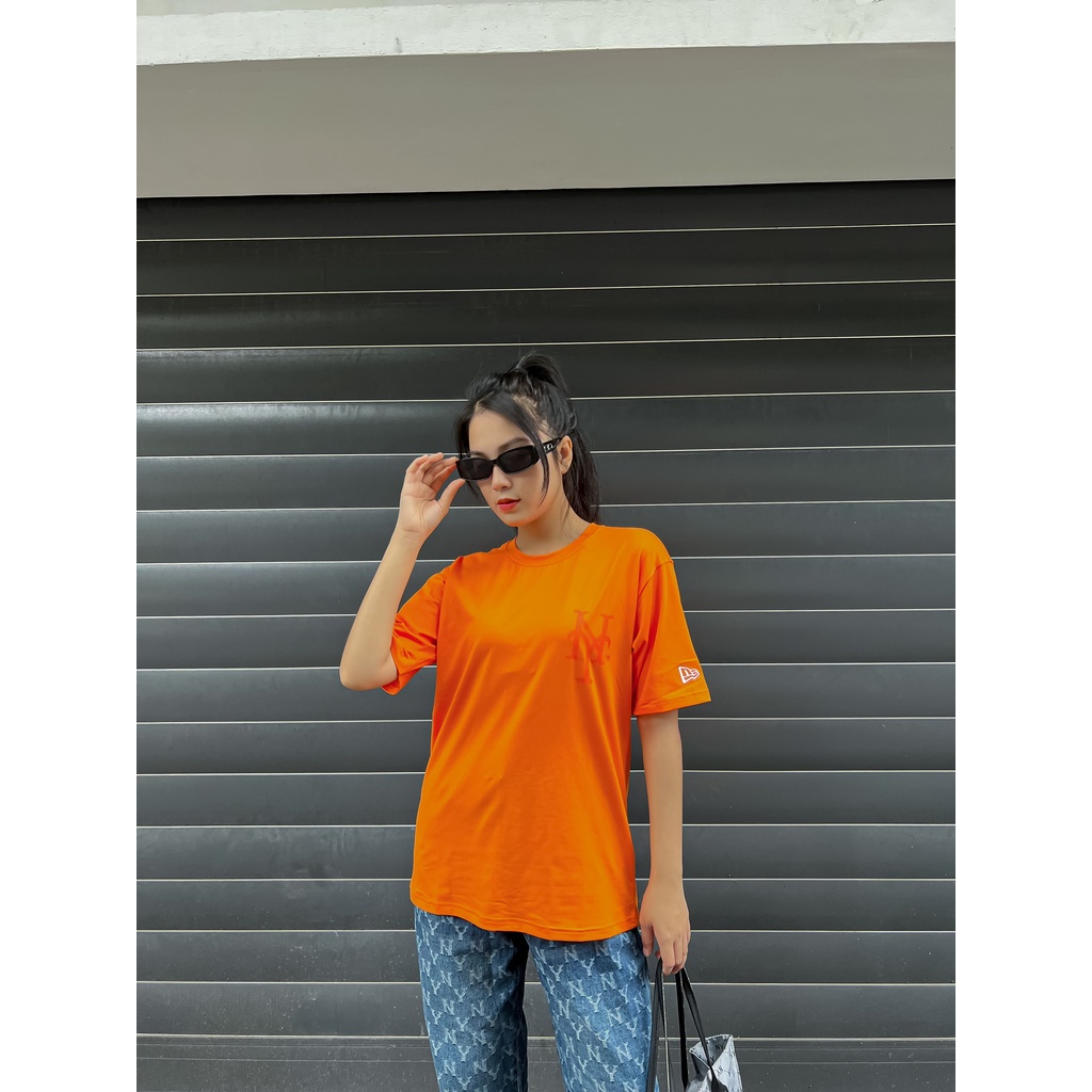Áo Thun MLB  Áo Phông MLB Nam Nữ Tay Lỡ Form Rộng phối HOA TIẾT SAU LƯNG - COTTON 4C 100%