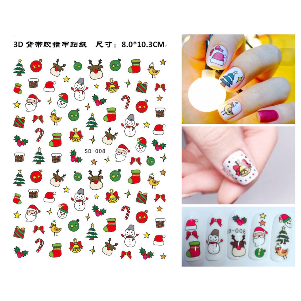 Sticker Noel, Bông Tuyết,Ông Già Mẫu Mới- Trang Trí Móng Nail Nghệ Thuật Mùa Giáng Sinh Năm Mới