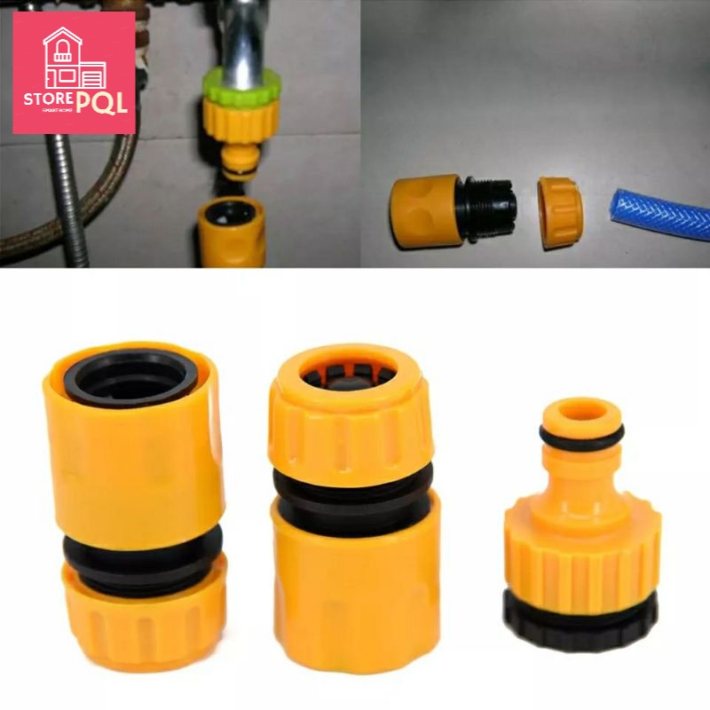 Đầu nối ống nước, bộ 3 đầu nối nhanh, nối vòi nước tưới cây (cho cỡ ống từ 19 - 25mm)