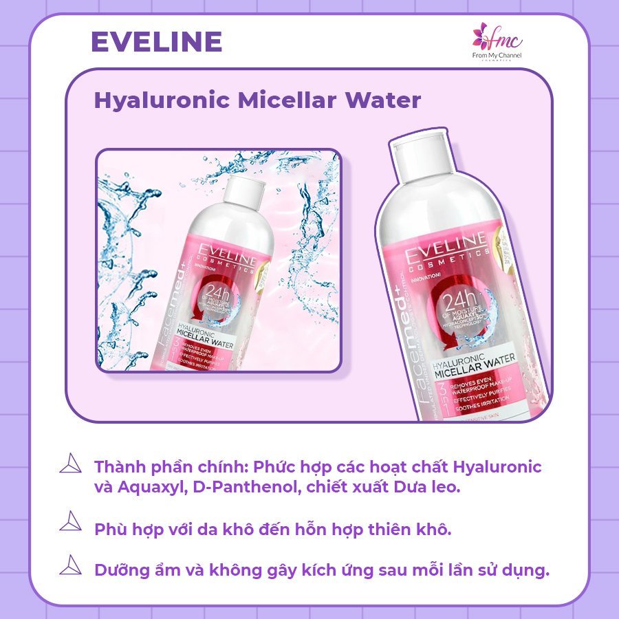 Các Phiên Bản Tẩy Trang Best Seller Từ Hãng Eveline + Tặng 1 túi chườm giảm đau bụng