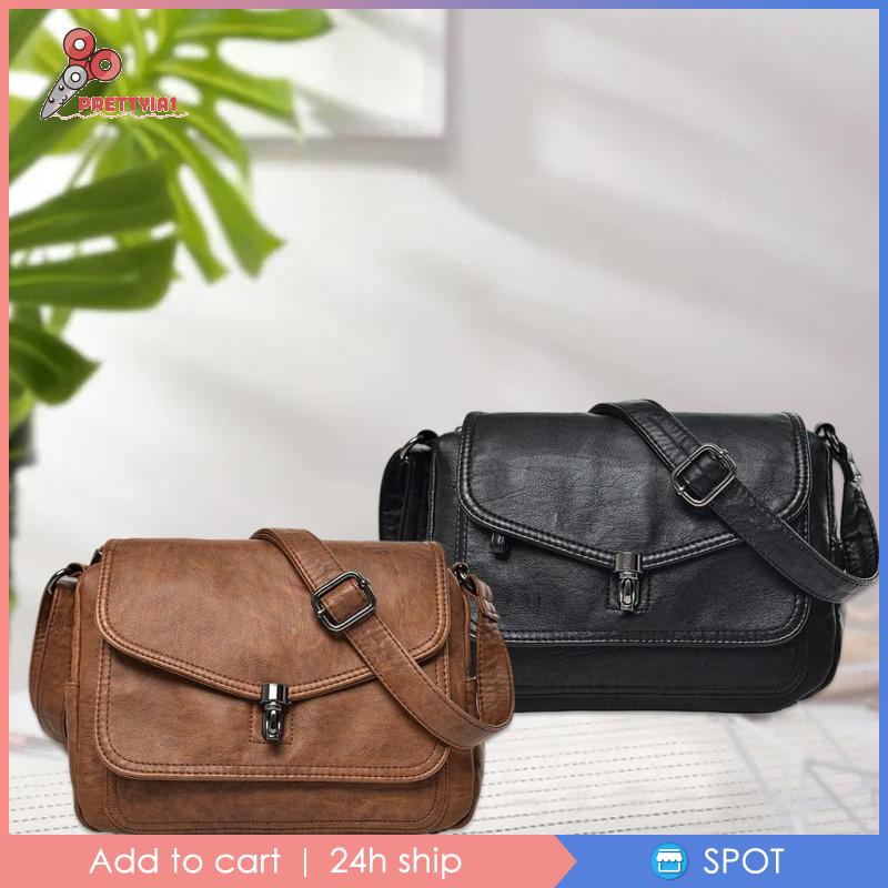 [Prettyia1] Túi Đeo Chéo Da PU Mềm Kèm Ví Mezzanine