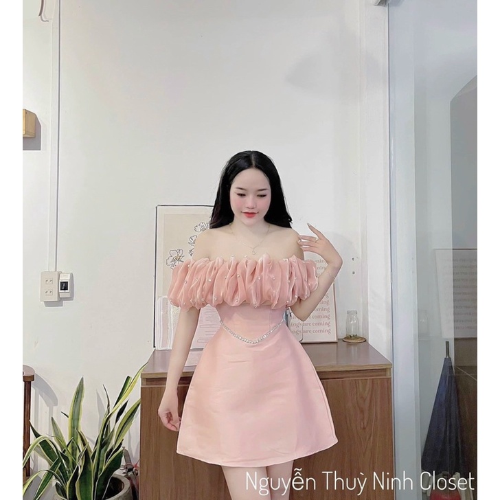 Đầm ống Hồng Nude sang chảnh đi tiệc cho các nàng có ảnh thật cận chất