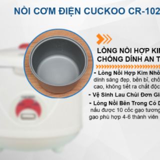 Nồi cơm điện Cuckoo 1.8 lít CR 1021
 
 (4-6 người ăn )