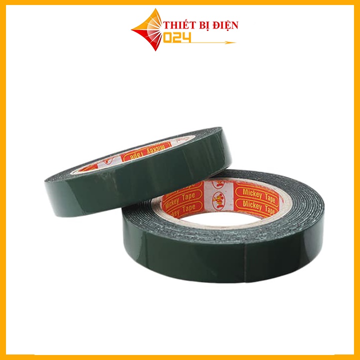 Băng dính 2 mặt 2cm màu xanh siêu dính