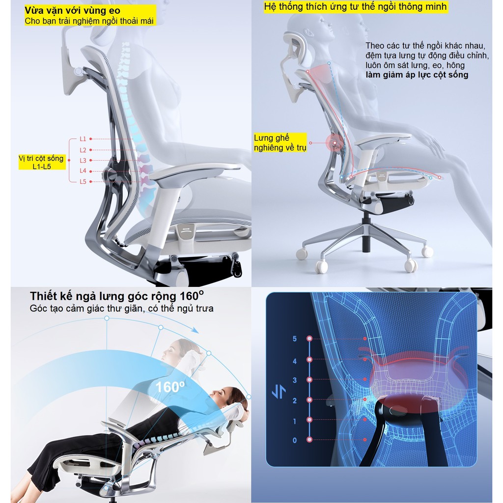 Ghế văn phòng lưới Ergonomic GTChair Dvary Butterfly