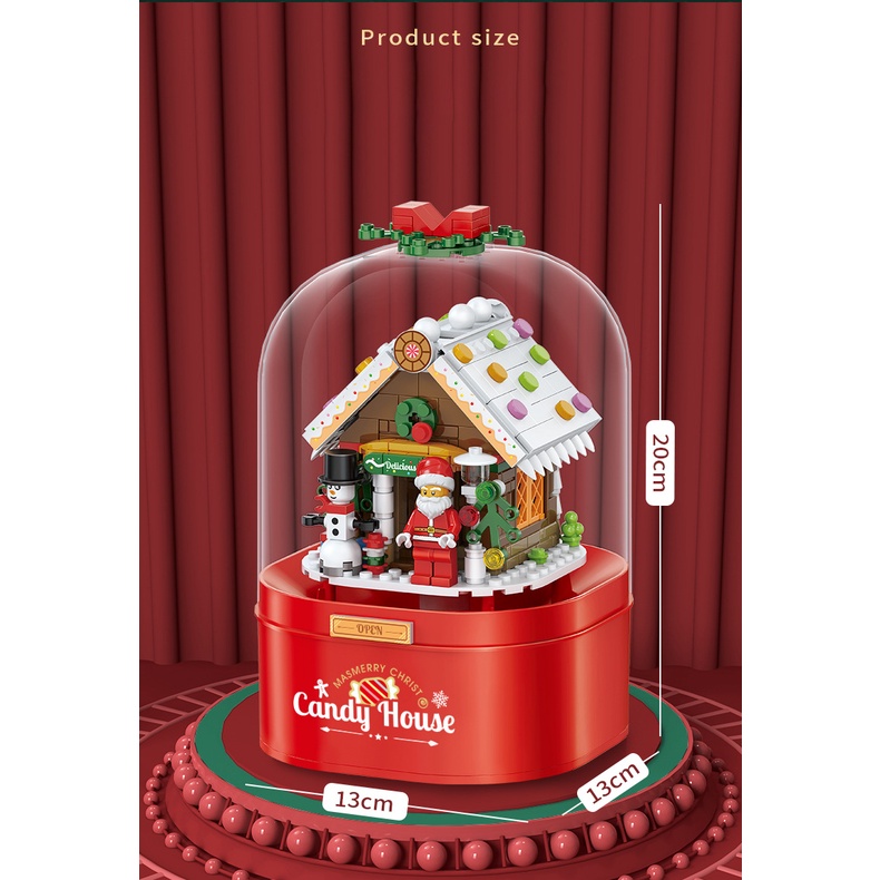 Đồ chơi Lắp Ráp Hộp Âm Nhạc Giáng Sinh Noel, Xếp hình ông già Tuyết Santa Clause, Ghép hình thông minh
