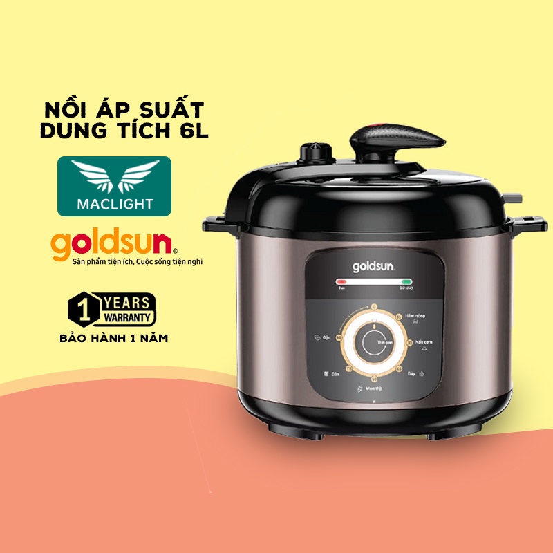 Nồi áp suất điện đa năng Goldsun GPC552 dung tích 5L và 6L, điều khiển cơ tăng độ bền [1]