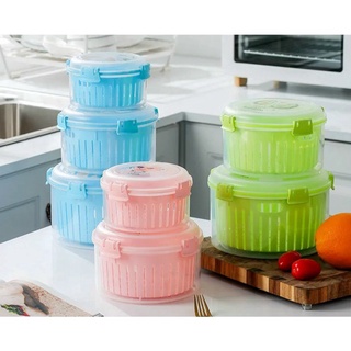  Set 3 Hộp đựng thực phẩm tủ lạnh 2 lớp.xinh xắn dễ thương Hộp bảo quản rau củ tươi tủ lạnh cao cấp rổ đựng rau tươi tiệ 