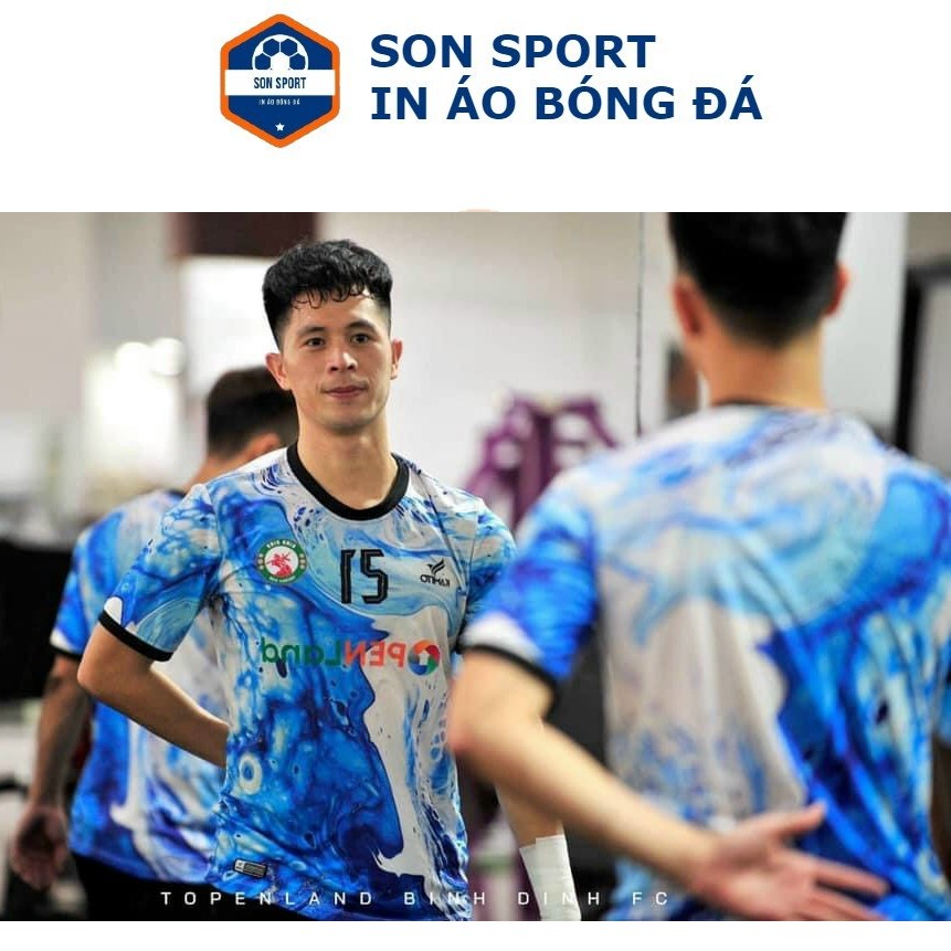 Bộ Quần Áo Bóng Đá Kamito Iceman Xanh Loang Trắng