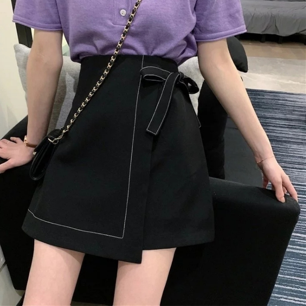Chân Váy Chữ A Chéo Tà Chỉ Nổi Lạ Mắt Váy Đen Thanh Lịch Kiểu Dáng Basic Dễ Phối Có Kèm Quần Trong | BigBuy360 - bigbuy360.vn