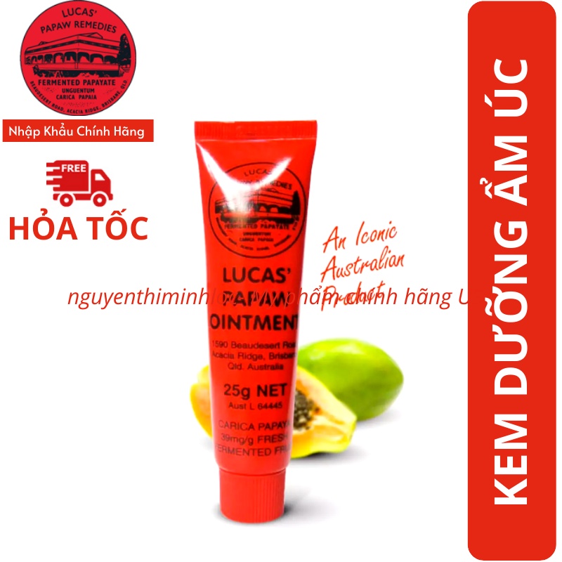 Kem Đa Năng Dưỡng Ẩm chống khô nẻ môi, bỏng da, mẩn ngứa, Lucas Papaw Ointment 25gr