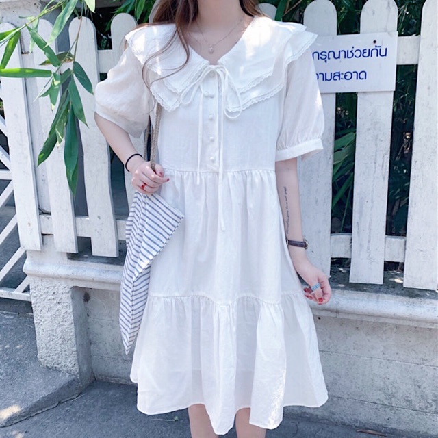 Babydoll trắng viền ren (kèm hình thật)