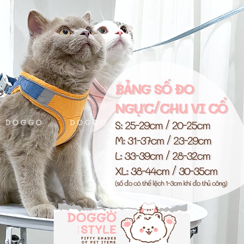 Dây Dắt Chó Mèo Đi Dạo Cao Cấp Dạng Yếm Khóa Dán Có Phản Quang Size Nhỏ Doggostyle - Yếm Dai Đai Thú Cưng
