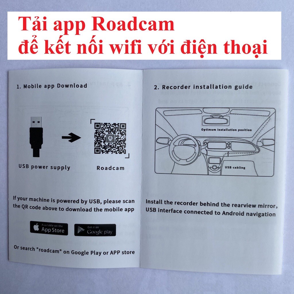 Camera Hành Trình ô tô  V2, kết nối WIFI điện thoại và Màn Hình Android FULL HD