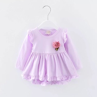 Váy cotton trơn đính hoa