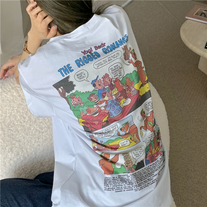 Áo thun tay ngắn in hình hoạt hình dành cho nữ