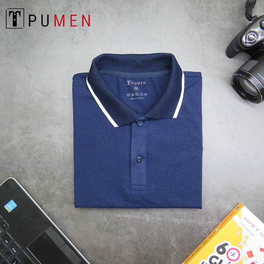Áo Polo Xanh Navy line trắng | BigBuy360 - bigbuy360.vn