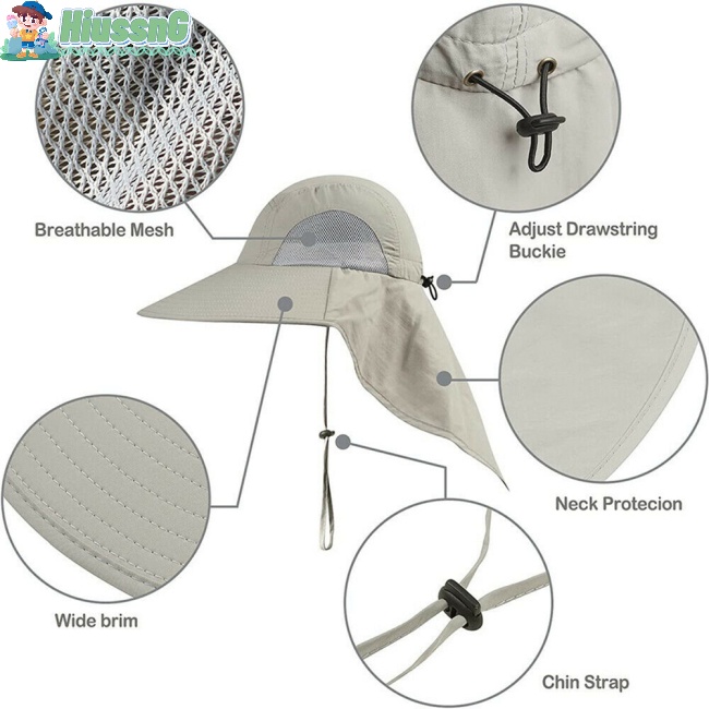 Nón Rộng Vành Chống Tia Uv Có Tấm Chắn Bảo Vệ Cổ Dùng Khi Đi Câu Cá