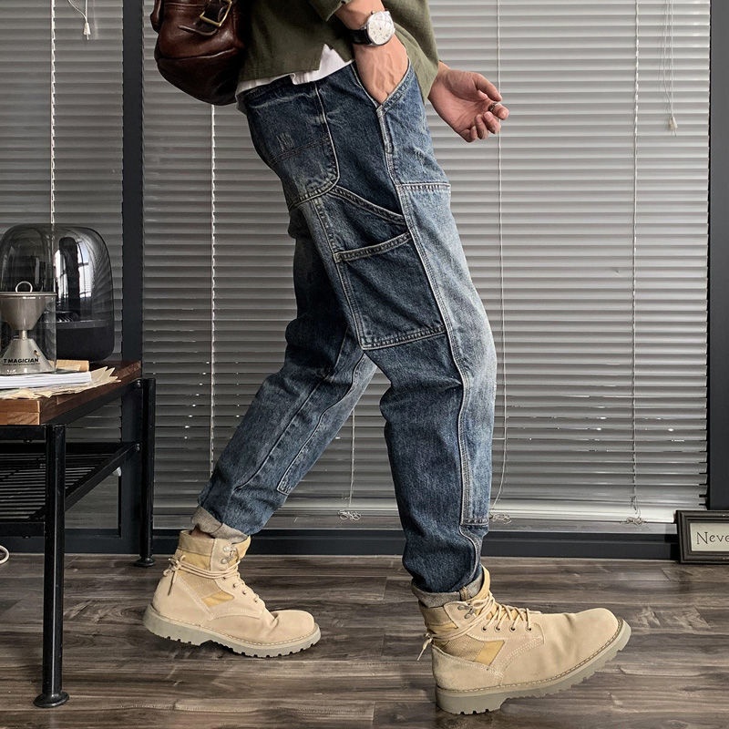 Quần jeans ống đứng phối túi hộp thời trang cho nam