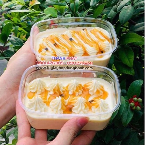 Hộp nhựa XY092 - Hộp nhựa chữ nhật đựng bánh mousse - Hộp đựng tiramisu- Hộp đựng bánh Panna cotta