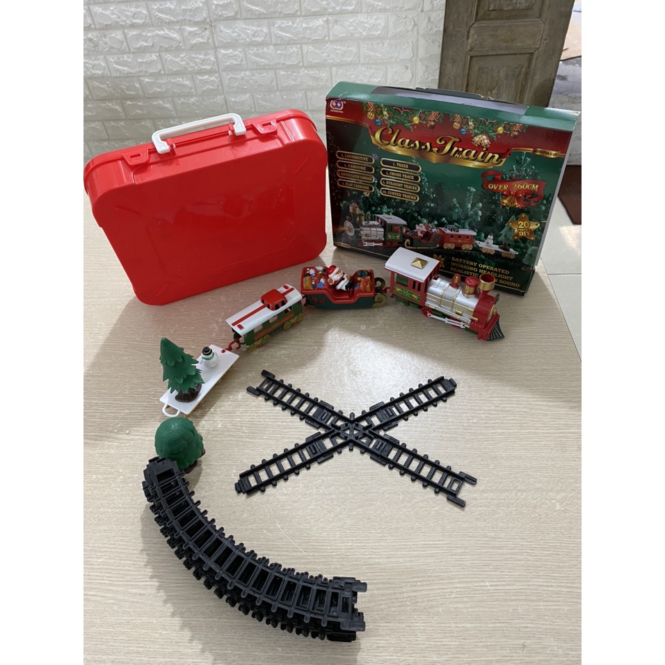 Đồ chơi tàu hỏa ông già noel chạy trên đường ray, quà tặng noel