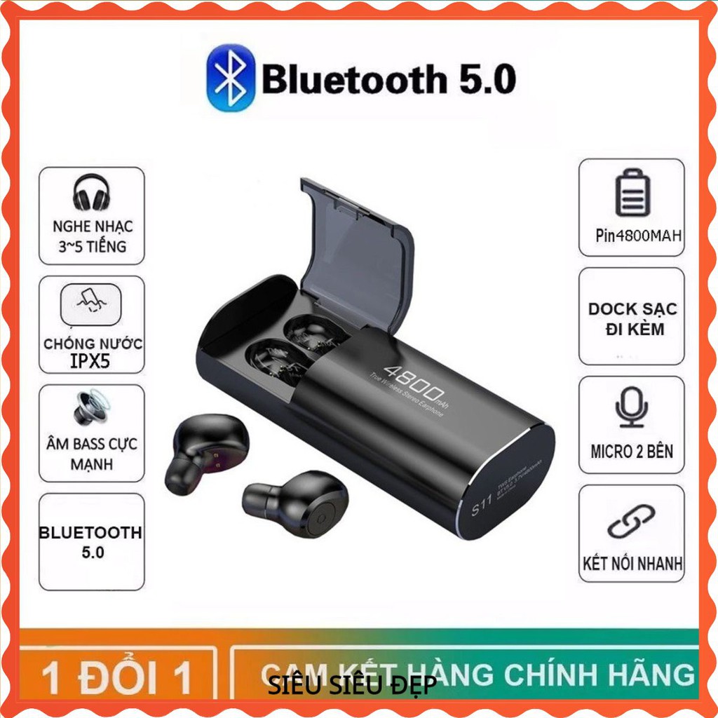 Tai nghe Bluetooth Không Dây Nhét Tai Kiêm Sạc Dự Phòng Amoi S11 TWS Nâng Cấp Hơn i7, i9, i12, F9, F9 Pro Zoanshop06