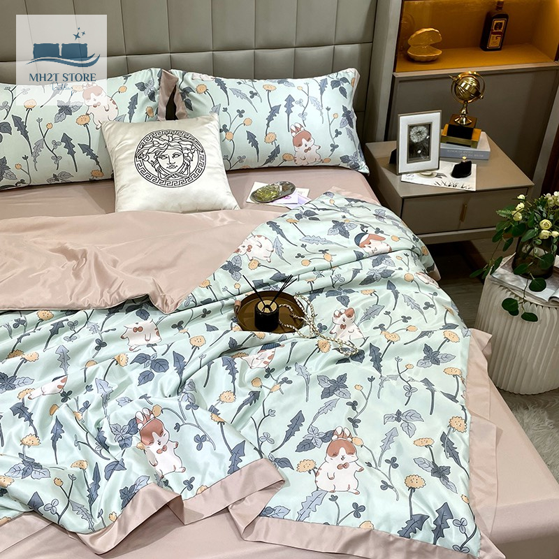 SÉT CHĂN GA GỐI LỤA THÁI DÀNH CHO MÙA HÈ MÁT MẺ,CHĂN TRẦN BÔNG MH2T STORE