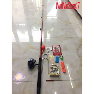 Bộ Cần Câu Máy sợi thuỷ tinh+ Máy Mini vào sẵn 50m cước+ Full PK