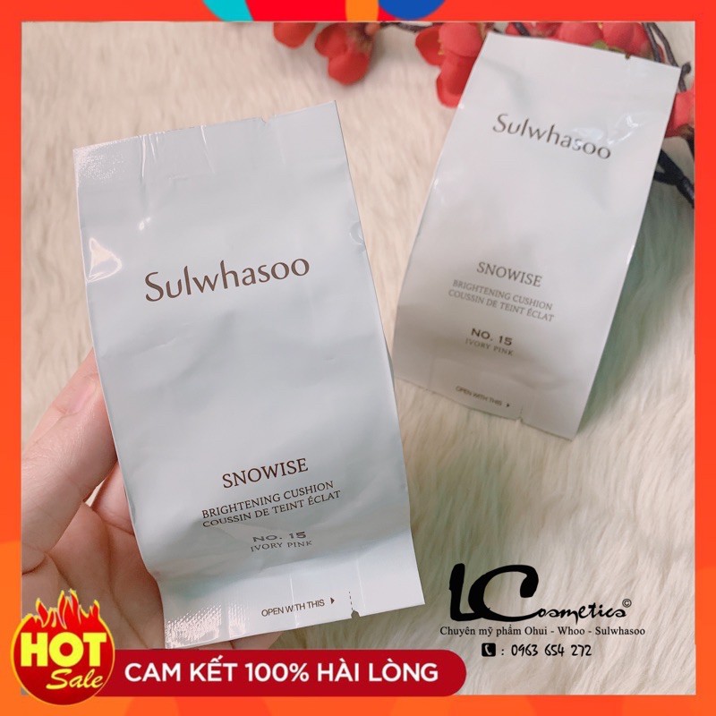 Phấn Nước Sulwhasoo Snowise Bringtening Cushion❤️LÕI THAY THẾ❤️mỏng nhẹ-mịn tệp da-kiềm dầu-căng mịn lõi thay thế 15g