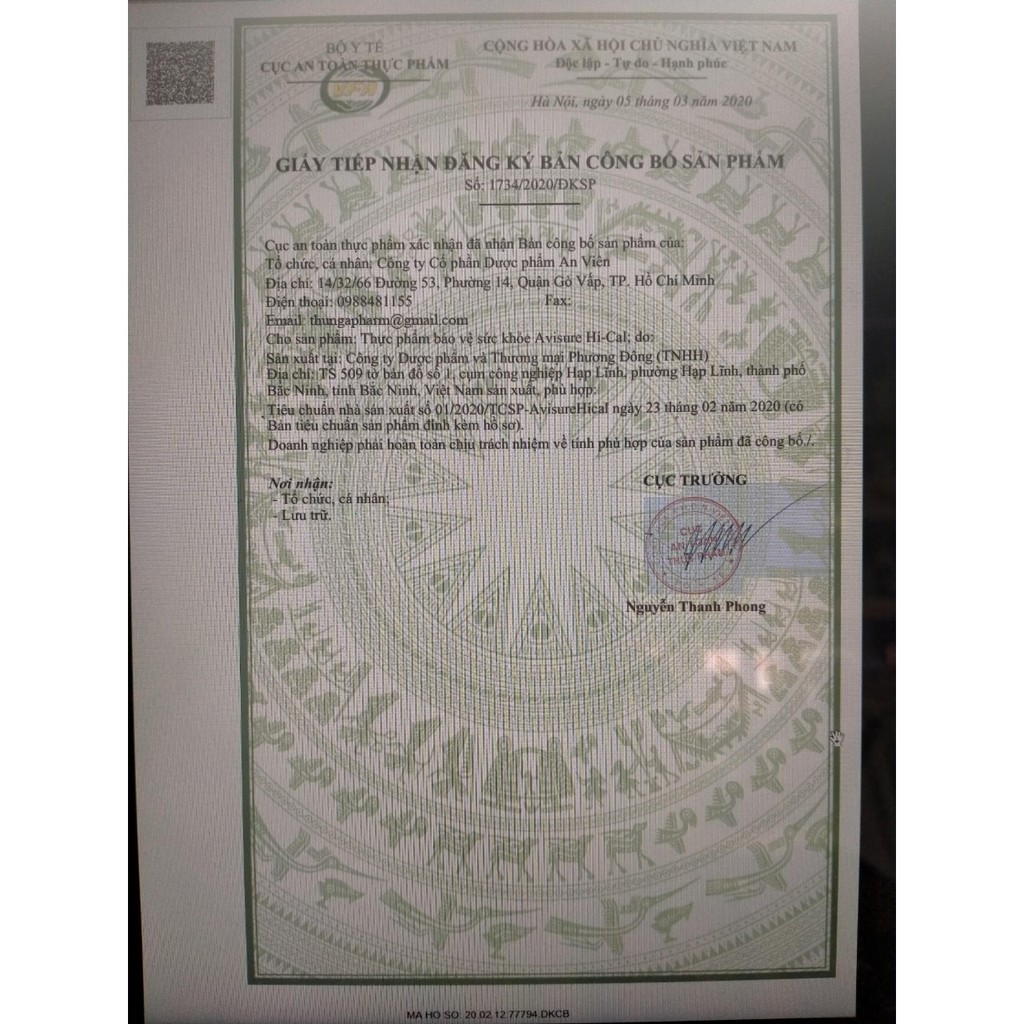 Canxi nano tự nhiên Avisure Hical cho bà bầu hộp 60 viên | Thế Giới Skin Care