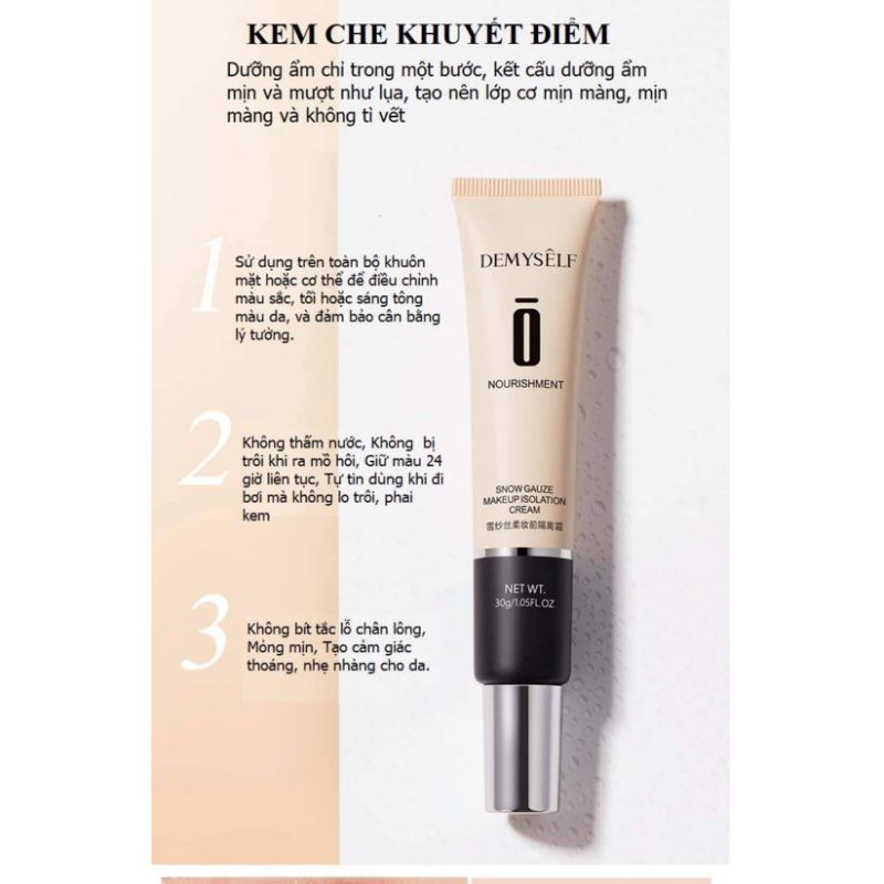 DEMYSELF - Kem lót mịn nhẹ che khuyết điểm kiềm dầu Nourishment Snow Gauze Makeup Cream DEMY01
