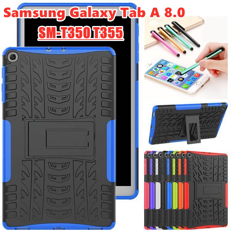 For Samsung Galaxy Tab A 8.0 SM-T350 T355/P350 P355 W/s Pen 2016 Stand Hard Hybrid Rugged Shockproof Silicone Plastic Case Cover