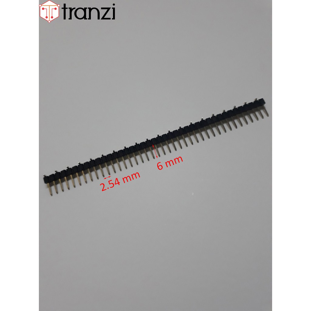 Giăm dán SMD 2.54mm đơn đực cong 40P 6mm đen - túi  5 cái