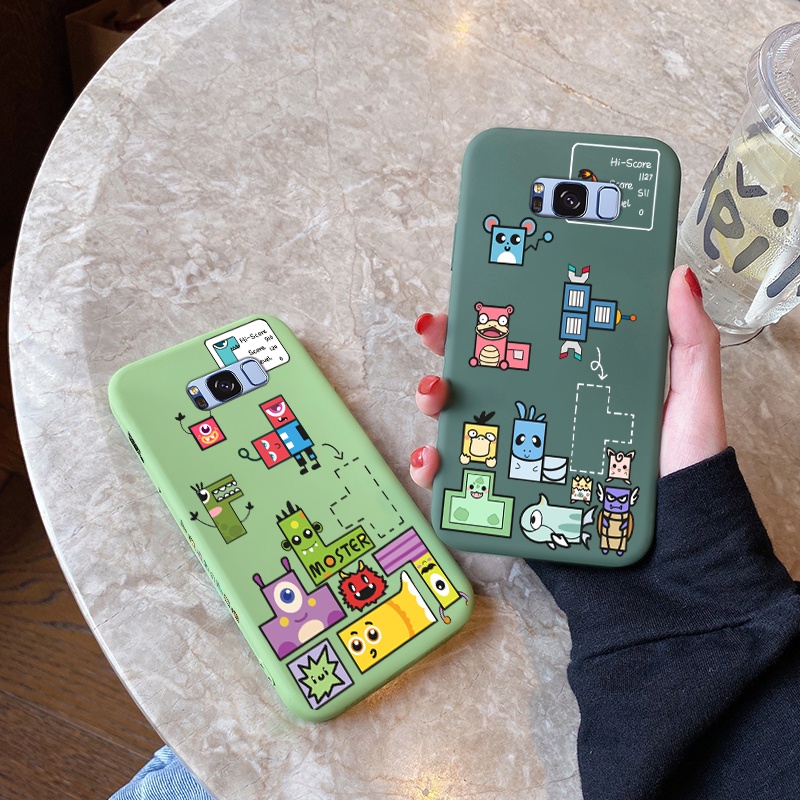 Case For Samsung galaxy S7 S7 Edge S8 Plus S6 S6 Edge Phone Case In Side New Design Monster Tetris Flexible Silicon Case With Square Edge Protector Shock-resistant Protector For Camera