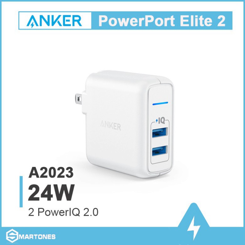 Sạc Anker PowerPort Elite 2, 24w - A2023 cho iPhone, iPad, Samsung, Xiaomi, Huawei...