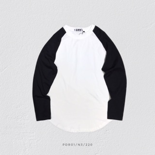 Áo phông dài tay raglan thân trắng tay đen mã PDR01
