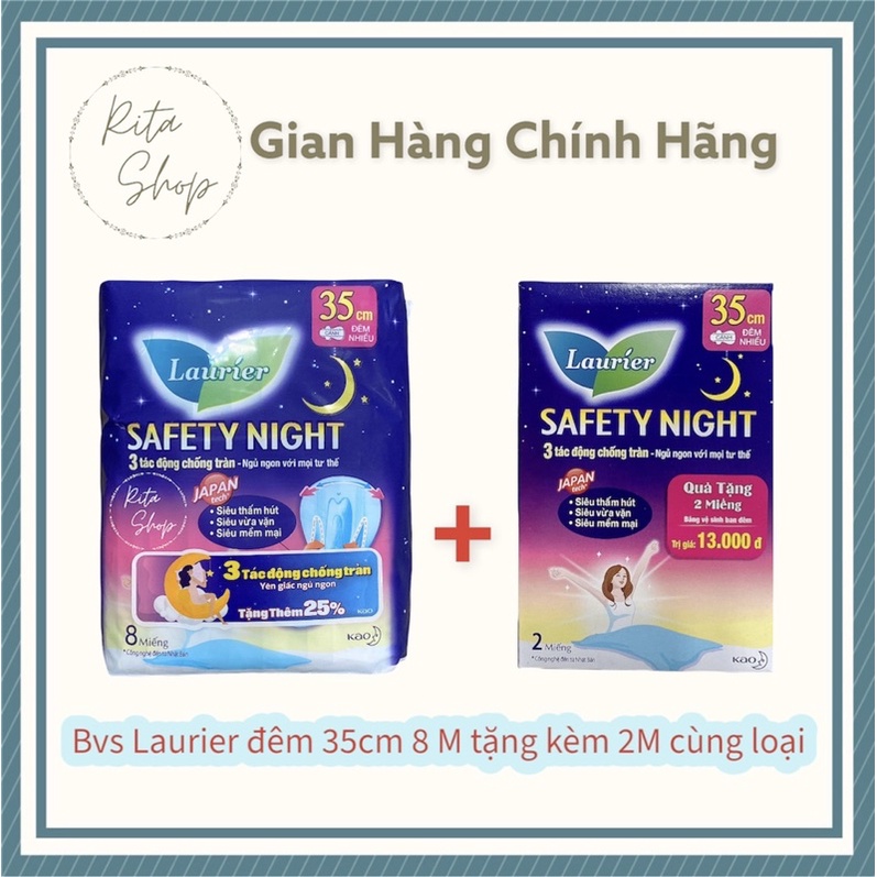 Băng vệ sinh Laurier ban đêm Safety Night 35cm 8 miếng