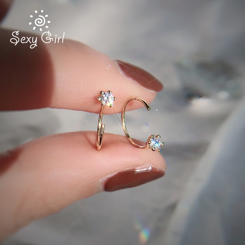 Bông tai đính đá thiết kế đơn giản thời trang cho nữ