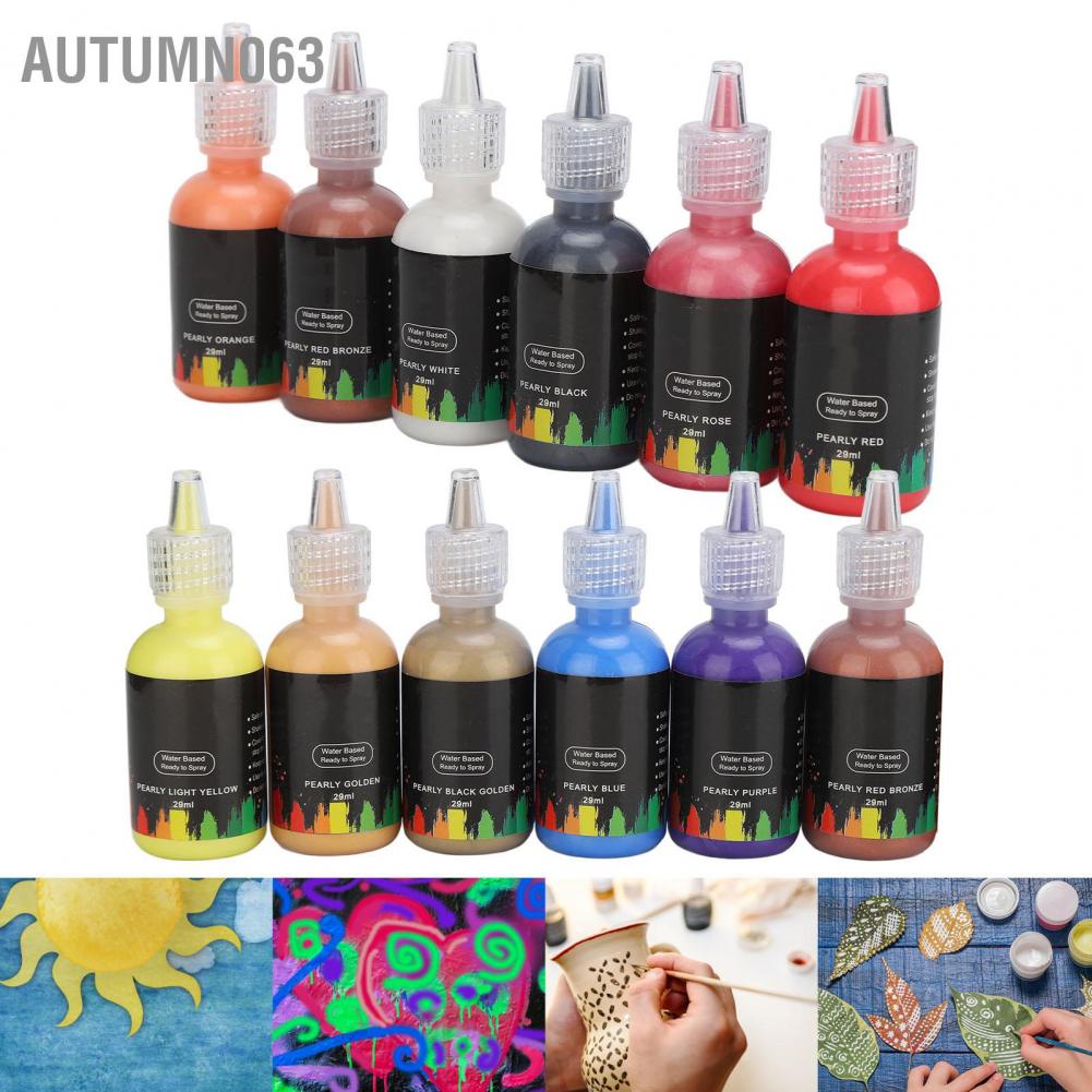 12 màu Sơn Ngọc trai Lustre Tự làm nước cho quần áo Xe hơi Đồ trang trí tường bằng da Thủ công mỹ nghệ Autumn063