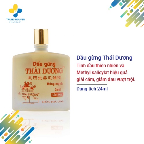 Dầu gió gừng giảm đau đầu, cảm cúm Thái Dương (Lọ 24ml)