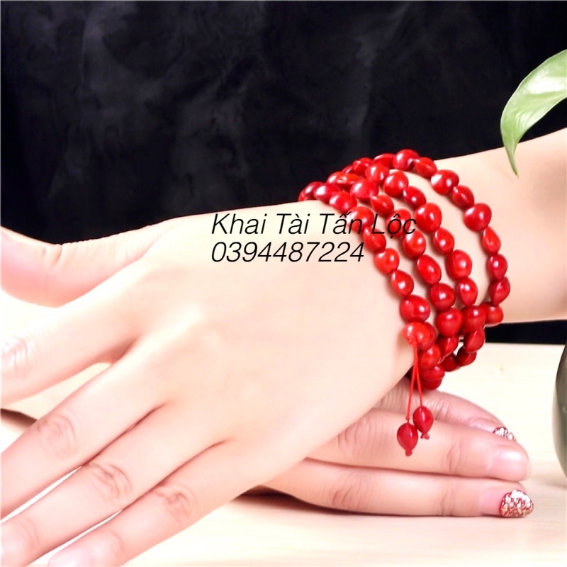 Vòng tay 108 hạt đậu đỏ - Hồng đậu - lời hứa tình yêu kèm hộp