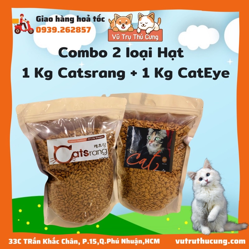 Combo 2Kg hạt Catsrang và Cateye cho mèo | Combo 2Kg hạt mix cho mèo biếng ăn