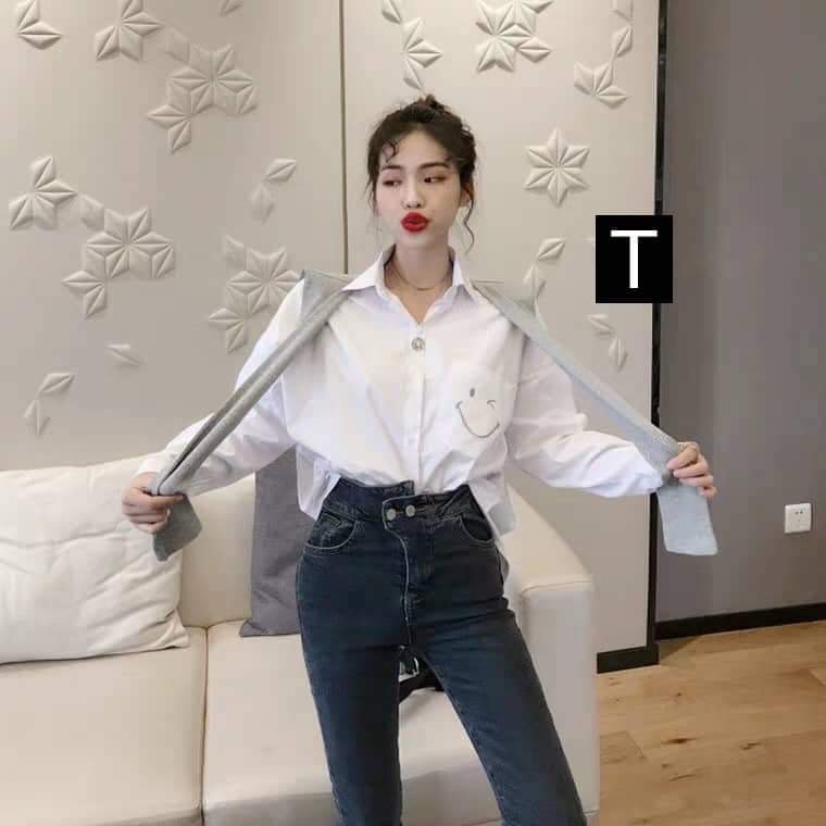 Áo sơ mi mặt cười in túi DTR0319