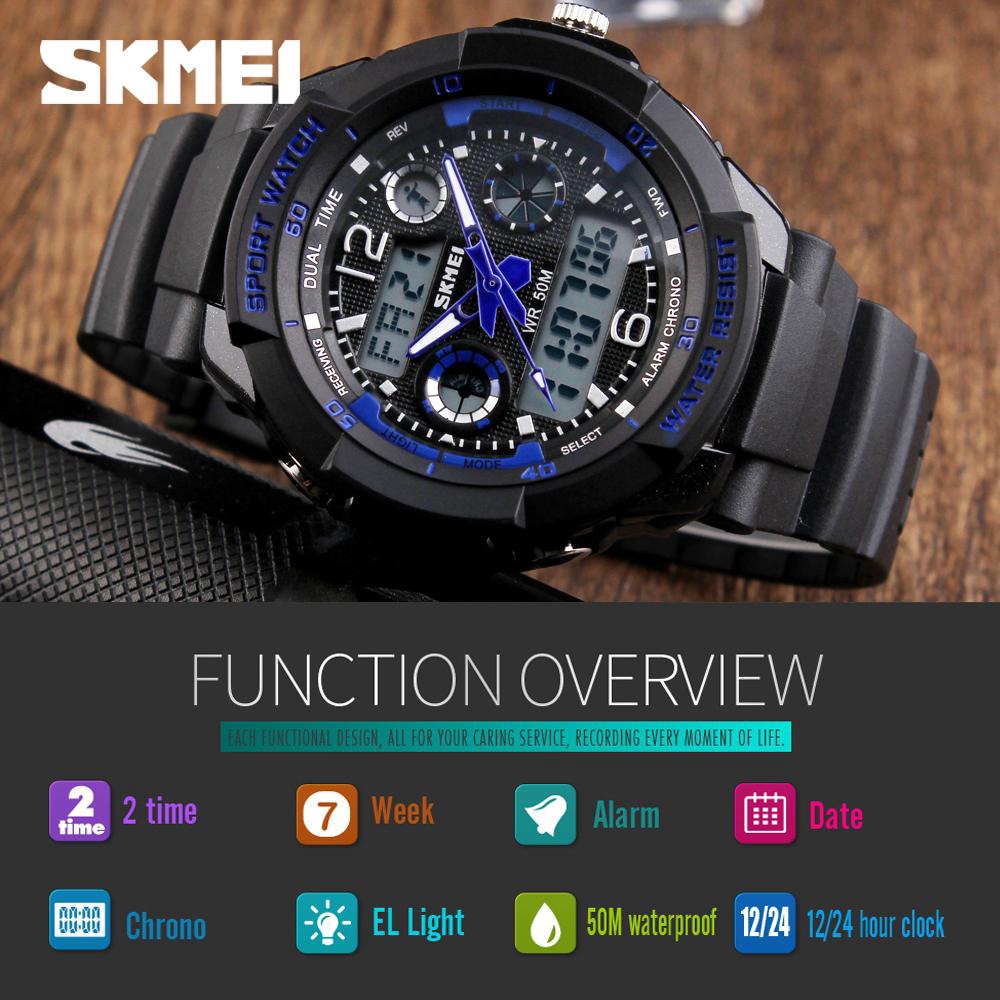 Skmei 1060 fashion sports men's electronic watch waterproof and shockproof dual display bell