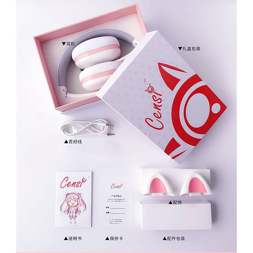 Tai nghe mèo CENSI Moecen Cao cấp xinh xắn dễ thương biến hình