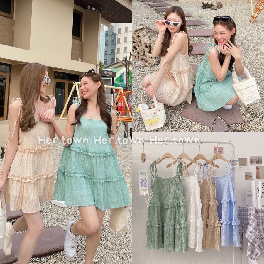 Váy babydoll 2 dây chất đũi siêu xinh