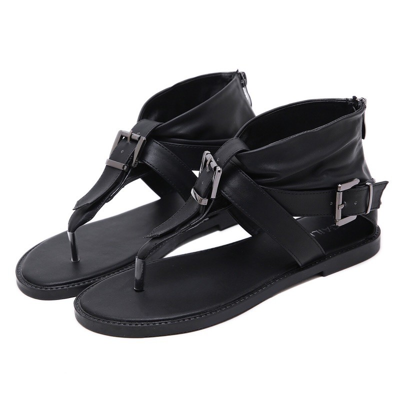 Giầy Sandal Da Nữ Xỏ Ngón Cá Tính Mẫu Mới Hottrend Hàn Quốc