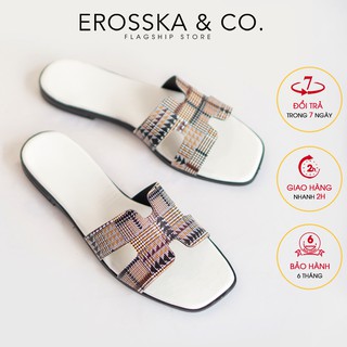 [Form bé tăng 1 size] Dép nữ Erosska thời trang quai chữ H màu trắng _ DE002